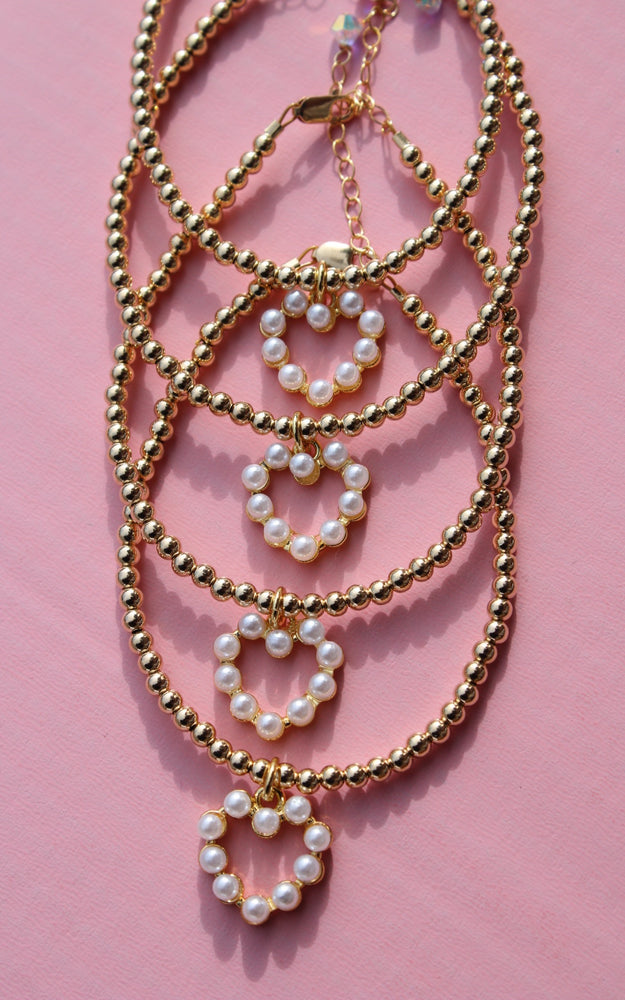 14k Gold Filled Pearl Heart Bracelet