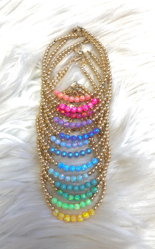 14k Gold Opal Beaded Bracelets