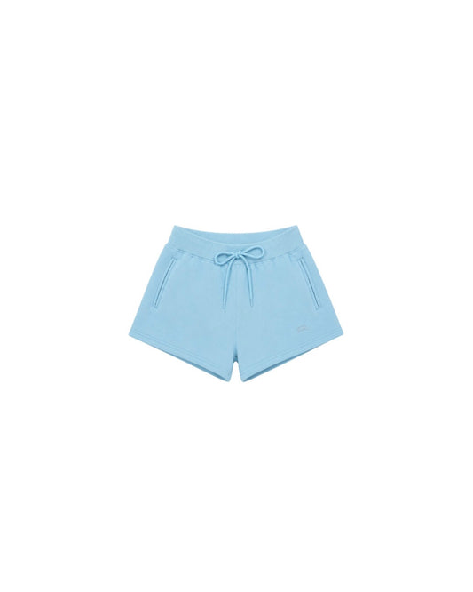 Light blue casual shorts with a drawstring waist and side pockets, perfect for relaxed summer days.