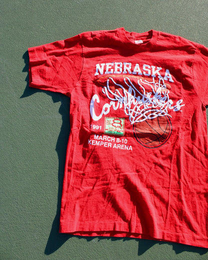 EVI11 Twin Vintage Nebraska Basketball Tee