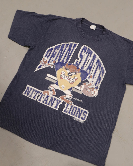 Vintage navy Penn State tee with Nittany Lions mascot graphic and collegiate lettering