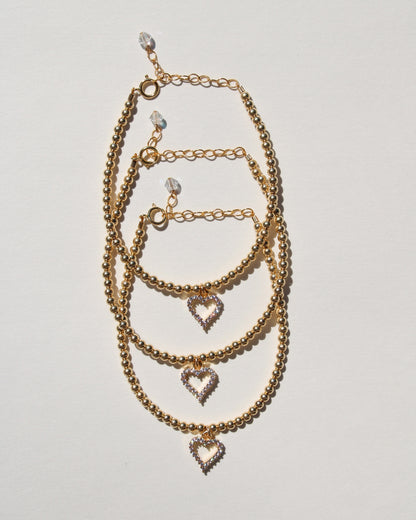 14k Gold Filled Romance Heart Bracelet