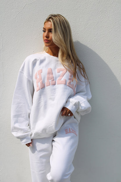 The Capri Crewneck // White & Pink