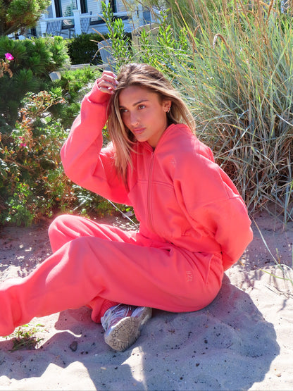 The HZL Apricot Cropped Zip Up