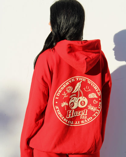 888 Hazel Hoodie // Red Hot