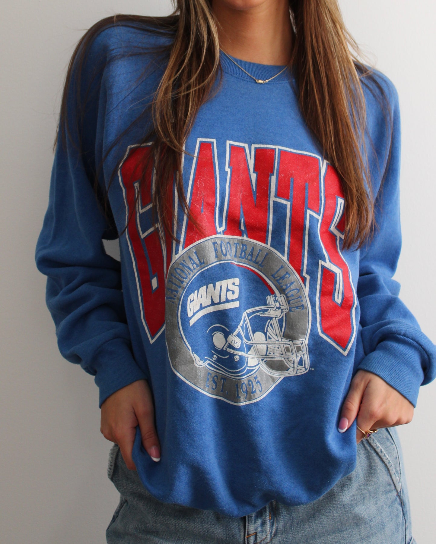 Evi11 Twin Vintage Giants Blue Crewneck