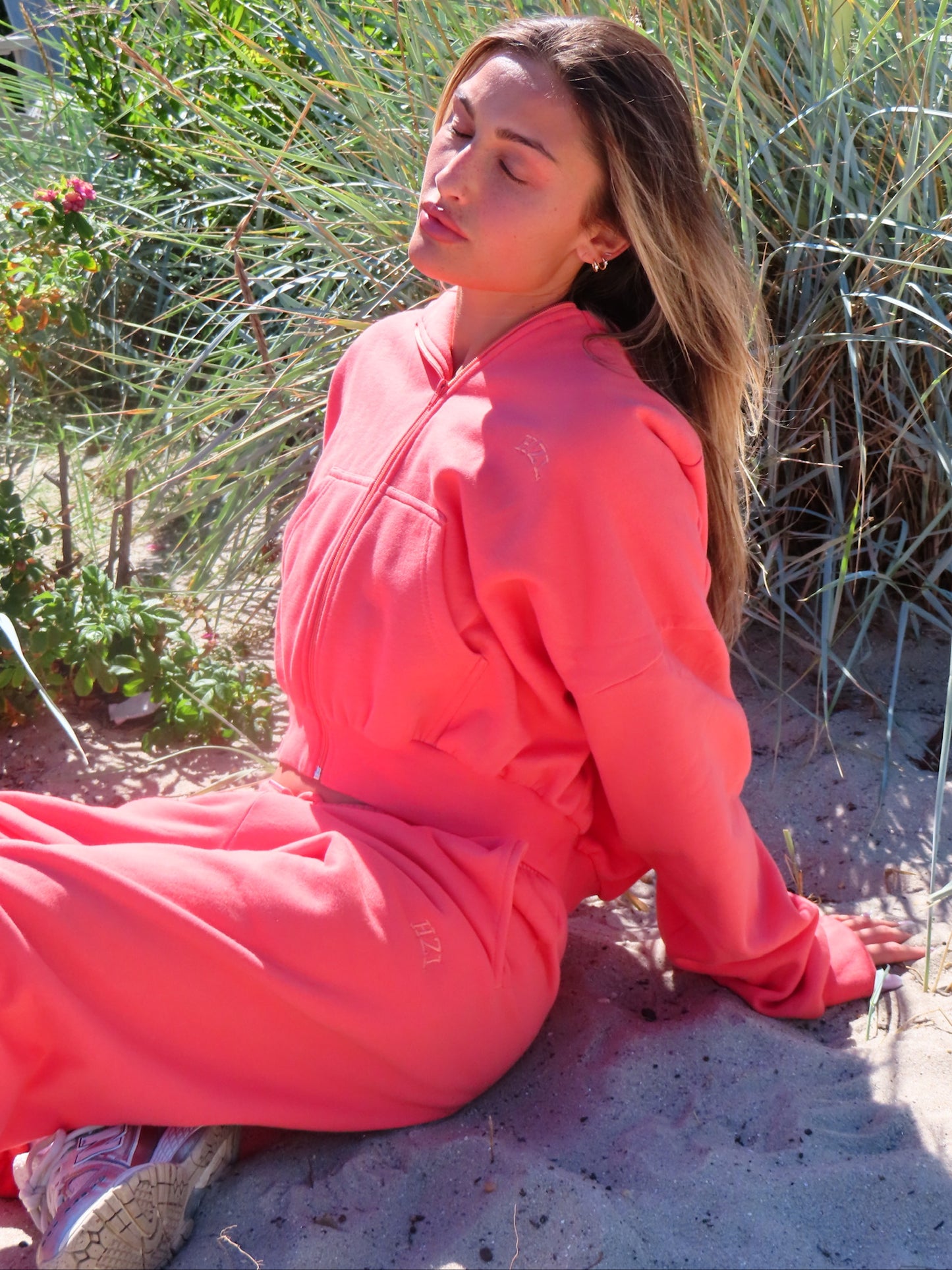 The HZL Apricot Cropped Zip Up