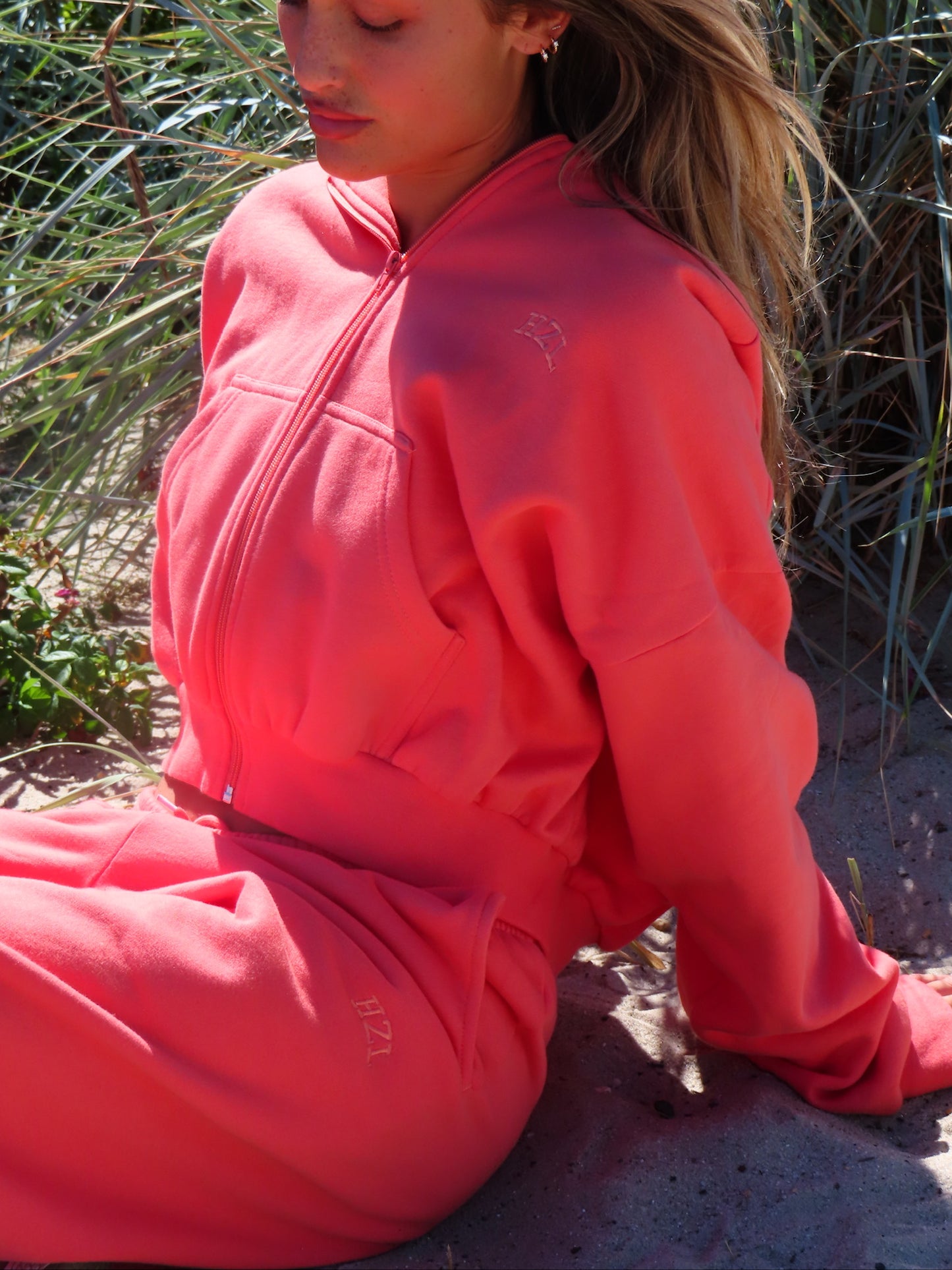 The HZL Apricot Cropped Zip Up