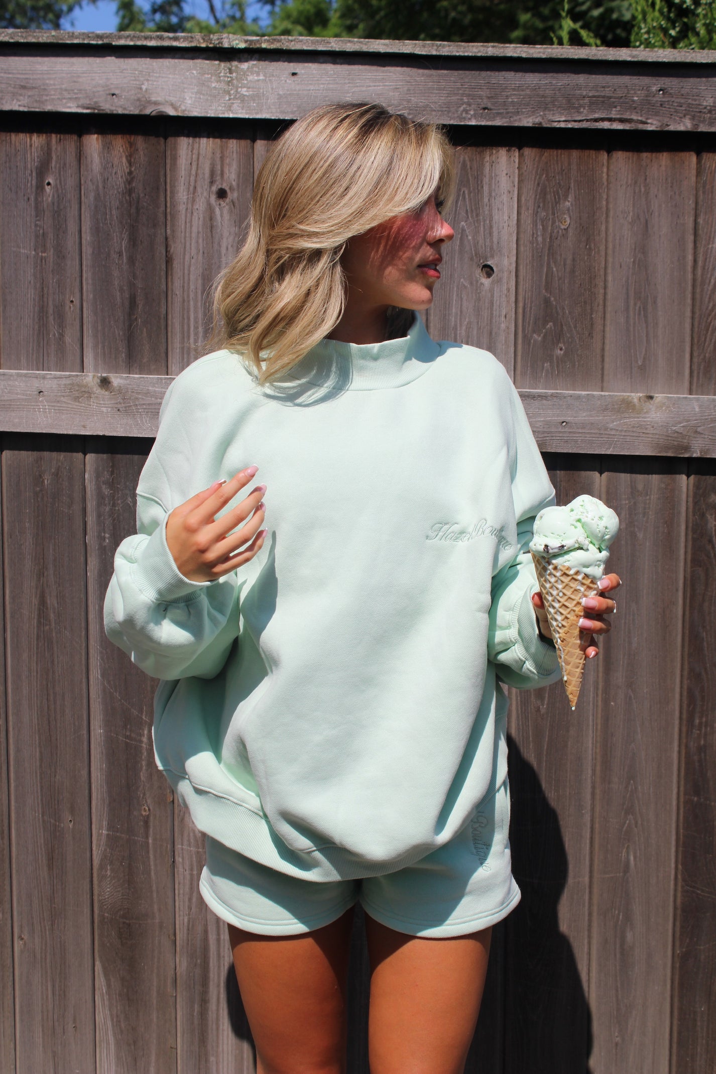 The HZL Mint Chip Mockneck - Hazel Boutique