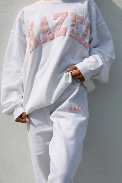 The Capri Sweatpants // White & Pink