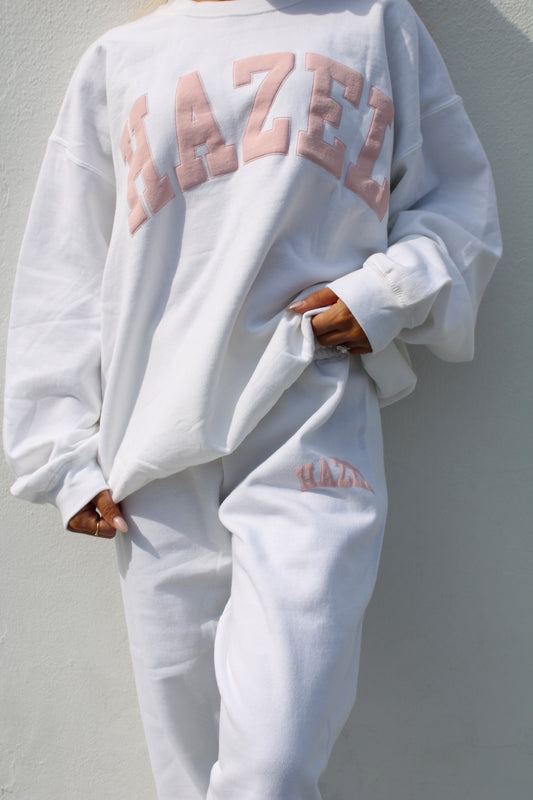 The Capri Sweatpants // White & Pink