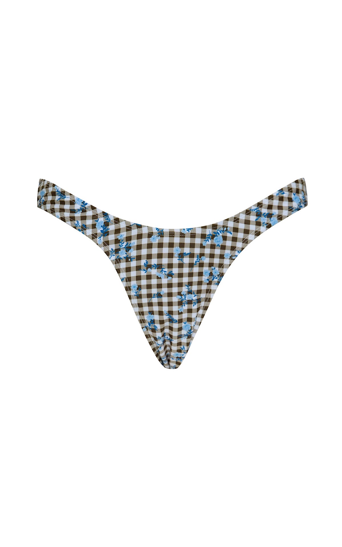 The Farida Bikini Bottom // Floral Gingham Brown