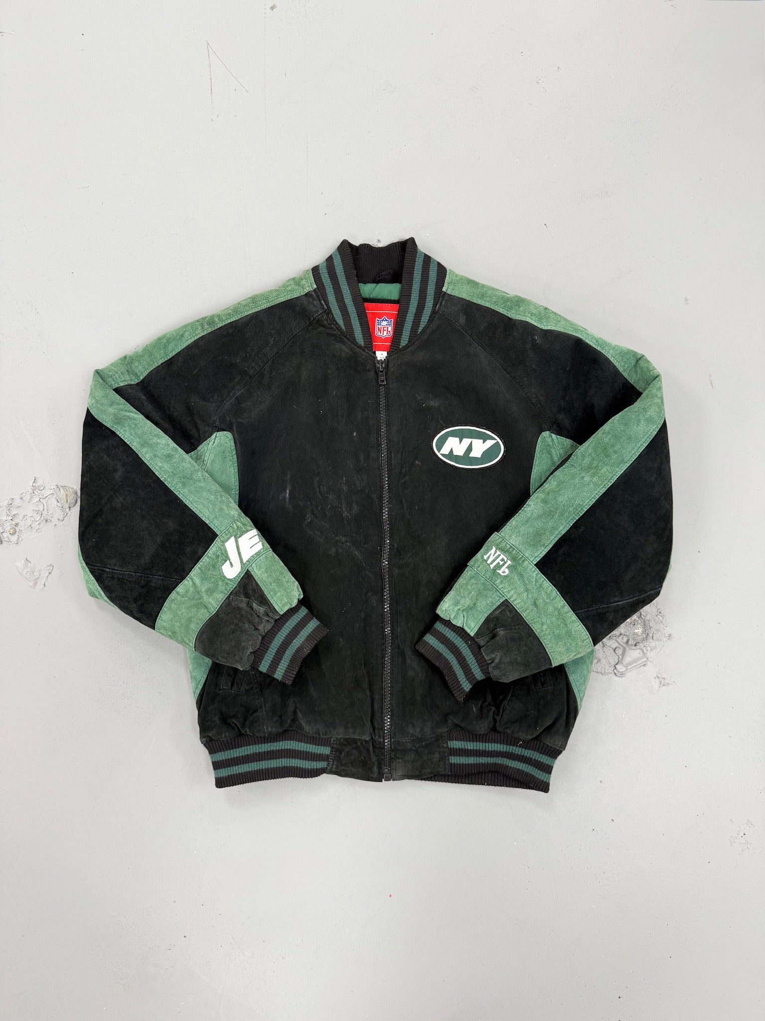EVI11 TWIN VINTAGE SUEDE BOMBER JACKET-NY JETS – Hazel Boutique