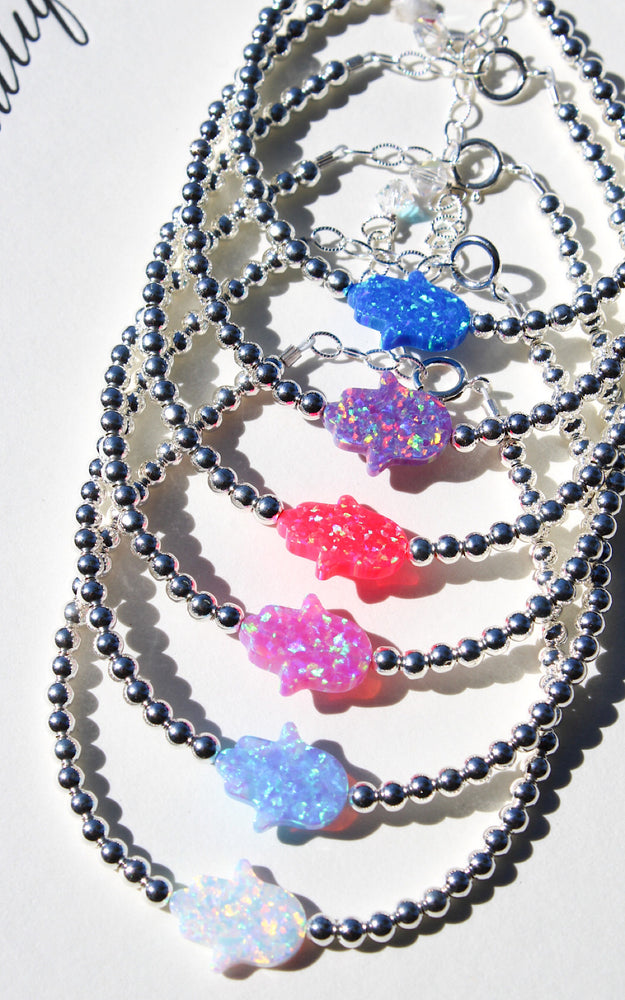 Lucky Hamsa Charm Beads Bracelet - Lava Stone Bracelet