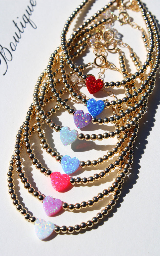 Heart Opal 14k Gold Bracelet