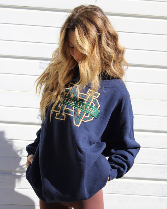 EVI11 TWIN VINTAGE CREWNECK-PLAID NOTRE DAME